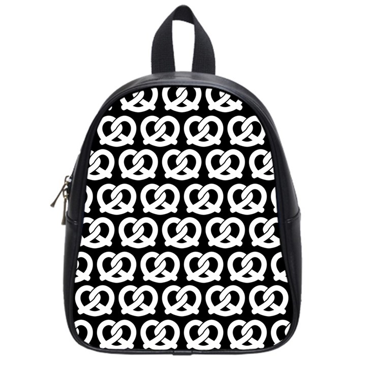 Black And White Pretzel Illustrations Pattern School Bags (Small) 