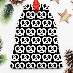 Black And White Pretzel Illustrations Pattern Ornament (bell)  by GardenOfOphir