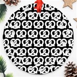 Black And White Pretzel Illustrations Pattern Round Filigree Ornament (2Side) Back