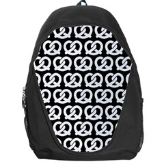 Black And White Pretzel Illustrations Pattern Backpack Bag by GardenOfOphir