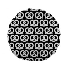 Black And White Pretzel Illustrations Pattern Standard 15  Premium Round Cushions by GardenOfOphir