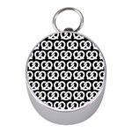 Black And White Pretzel Illustrations Pattern Mini Silver Compasses Front