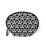 Black And White Pretzel Illustrations Pattern Accessory Pouches (Small)  Back