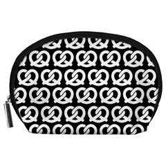 Black And White Pretzel Illustrations Pattern Accessory Pouches (large)  by GardenOfOphir