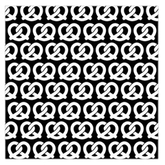 Black And White Pretzel Illustrations Pattern Large Satin Scarf (square) by GardenOfOphir