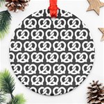 Gray Pretzel Illustrations Pattern Ornament (Round)  Front