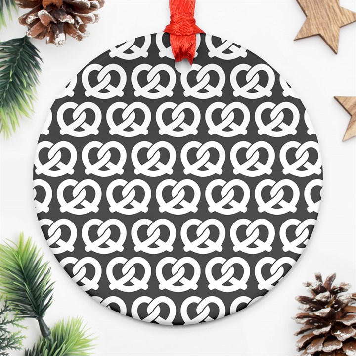 Gray Pretzel Illustrations Pattern Ornament (Round) 