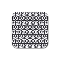 Gray Pretzel Illustrations Pattern Rubber Square Coaster (4 Pack)  by GardenOfOphir