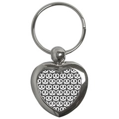 Gray Pretzel Illustrations Pattern Key Chains (heart)  by GardenOfOphir