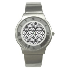 Gray Pretzel Illustrations Pattern Stainless Steel Watches by GardenOfOphir