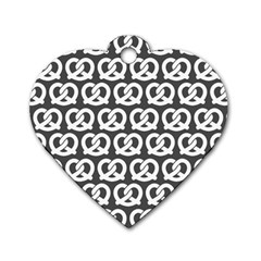 Gray Pretzel Illustrations Pattern Dog Tag Heart (two Sides) by GardenOfOphir