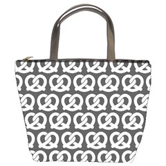 Gray Pretzel Illustrations Pattern Bucket Bags by GardenOfOphir