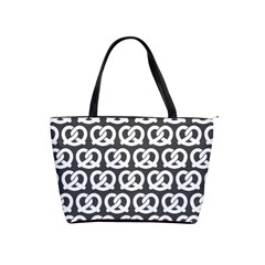 Gray Pretzel Illustrations Pattern Shoulder Handbags by GardenOfOphir