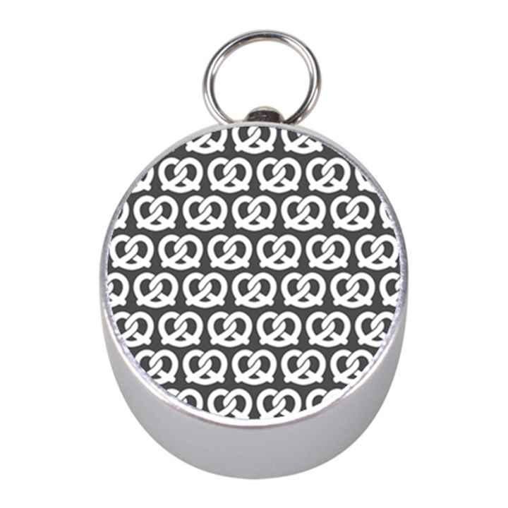 Gray Pretzel Illustrations Pattern Mini Silver Compasses