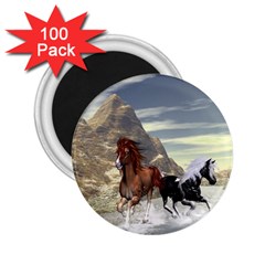 Beautiful Horses Running In A River 2 25  Magnets (100 Pack)  by FantasyWorld7