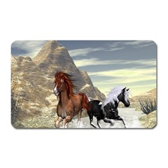 Beautiful Horses Running In A River Magnet (rectangular) by FantasyWorld7