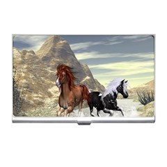 Beautiful Horses Running In A River Business Card Holders by FantasyWorld7