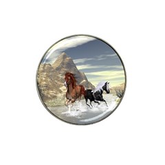 Beautiful Horses Running In A River Hat Clip Ball Marker by FantasyWorld7