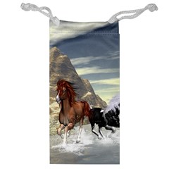 Beautiful Horses Running In A River Jewelry Bags by FantasyWorld7