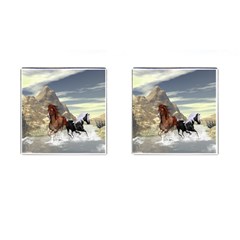 Beautiful Horses Running In A River Cufflinks (square) by FantasyWorld7