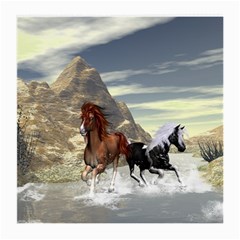 Beautiful Horses Running In A River Medium Glasses Cloth by FantasyWorld7