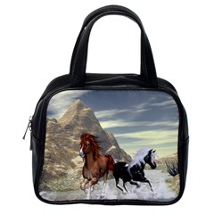 Beautiful Horses Running In A River Classic Handbags (one Side) by FantasyWorld7