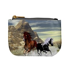 Beautiful Horses Running In A River Mini Coin Purses