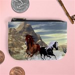 Beautiful Horses Running In A River Mini Coin Purses Front