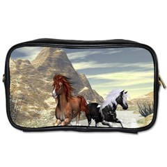 Beautiful Horses Running In A River Toiletries Bags 2-side by FantasyWorld7