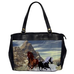 Beautiful Horses Running In A River Office Handbags by FantasyWorld7