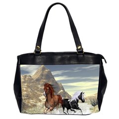 Beautiful Horses Running In A River Office Handbags (2 Sides)  by FantasyWorld7