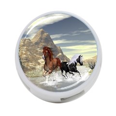 Beautiful Horses Running In A River 4-port Usb Hub (two Sides)  by FantasyWorld7