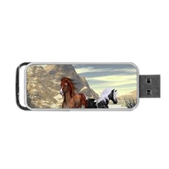 Beautiful Horses Running In A River Portable Usb Flash (one Side) by FantasyWorld7