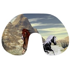 Beautiful Horses Running In A River Travel Neck Pillows by FantasyWorld7