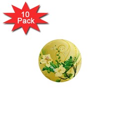 Wonderful Soft Yellow Flowers With Leaves 1  Mini Magnet (10 Pack)  by FantasyWorld7