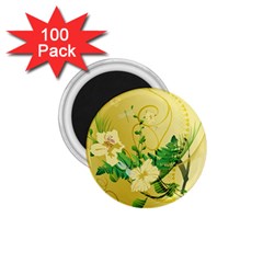 Wonderful Soft Yellow Flowers With Leaves 1 75  Magnets (100 Pack)  by FantasyWorld7