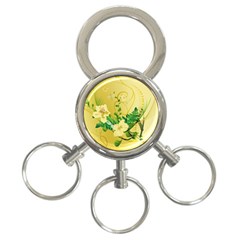 Wonderful Soft Yellow Flowers With Leaves 3-ring Key Chains by FantasyWorld7