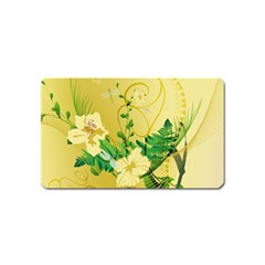 Wonderful Soft Yellow Flowers With Leaves Magnet (name Card) by FantasyWorld7