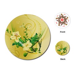 Wonderful Soft Yellow Flowers With Leaves Playing Cards (round)  by FantasyWorld7