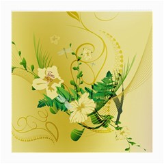 Wonderful Soft Yellow Flowers With Leaves Medium Glasses Cloth by FantasyWorld7