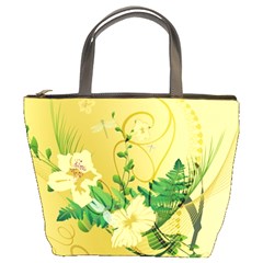 Wonderful Soft Yellow Flowers With Leaves Bucket Bags by FantasyWorld7