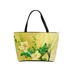 Wonderful Soft Yellow Flowers With Leaves Shoulder Handbags