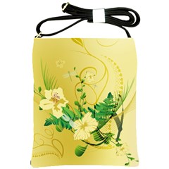 Wonderful Soft Yellow Flowers With Leaves Shoulder Sling Bags by FantasyWorld7