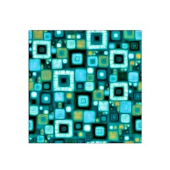 Teal Squares Satin Bandana Scarf by KirstenStarFashion