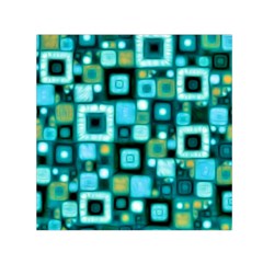 Teal Squares Small Satin Scarf (square) 