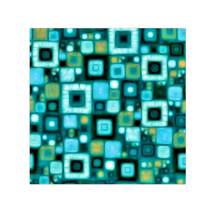 Teal Squares Small Satin Scarf (Square) 