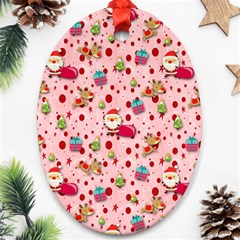 Red Christmas Pattern Ornament (oval) 