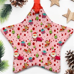 Red Christmas Pattern Ornament (star)  by KirstenStar