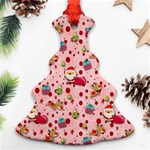 Red Christmas Pattern Christmas Tree Ornament (2 Sides) Front