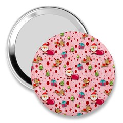 Red Christmas Pattern 3  Handbag Mirrors by KirstenStar